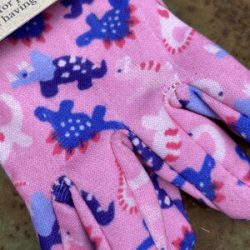 Pink Dinosaur Kids Gardening Gloves