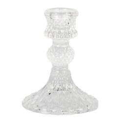 Glass Candlestick Clear Small 8x10cm