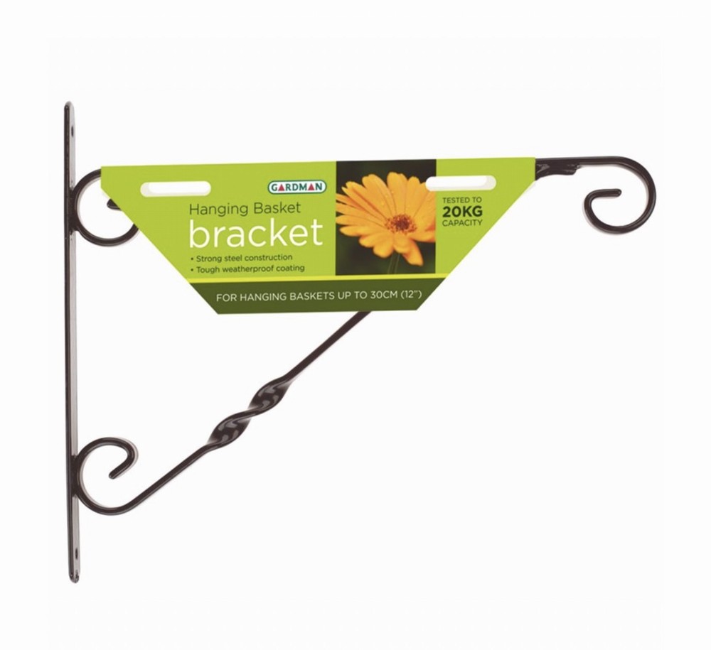 30cm (12") Standard Hanging Basket Bracket - Black