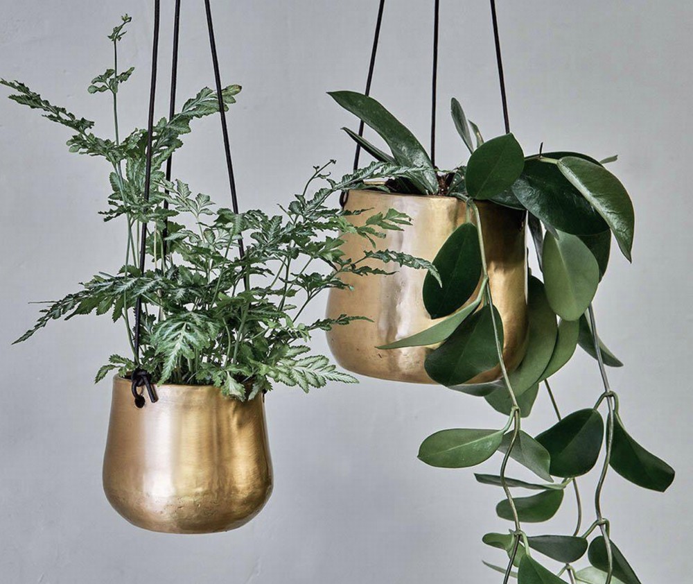 Atsu Brass Hanging Planter - Antique Brass - Small 9 x 11cm - The ...