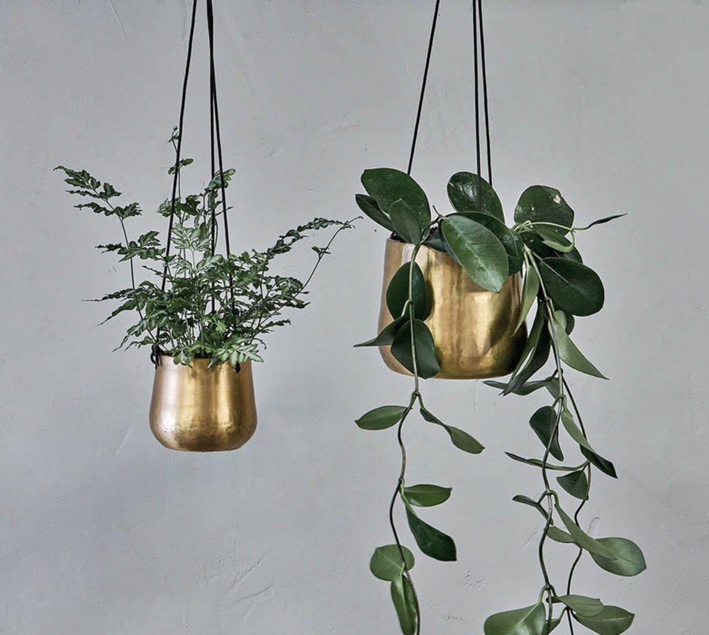 Atsu Brass Hanging Planter - Antique Brass - Small 9 x 11cm - Image 2
