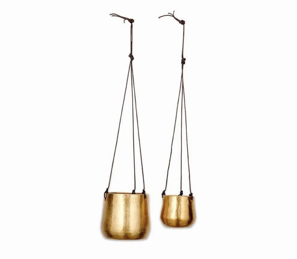 Atsu Brass Hanging Planter - Antique Brass - Small 9 x 11cm - Image 3