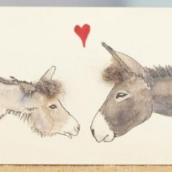 Mini Donkeys in love card