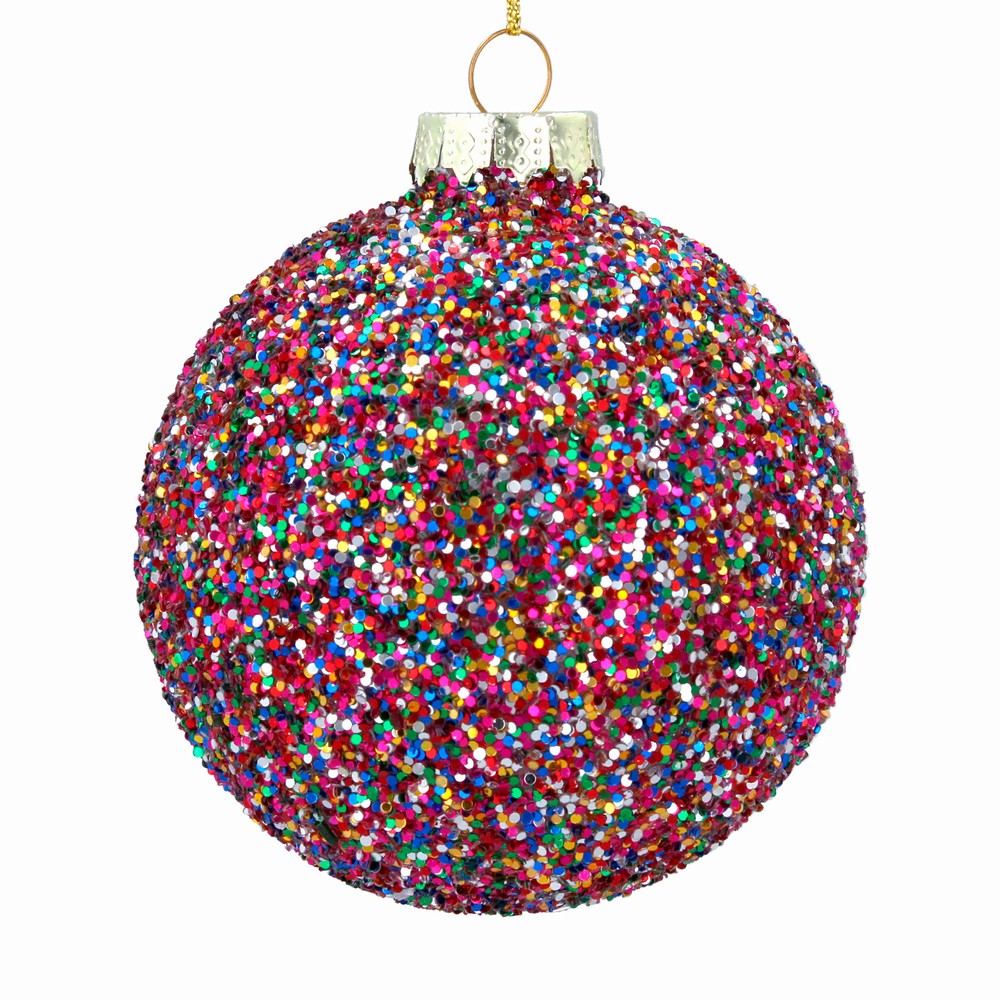 Multi Sparkling Glass Bauble – 8cm