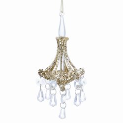 Clear Glass/Gold Sparkling Chandelier Decoration