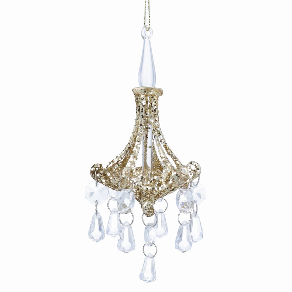 Clear Glass/Gold Sparkling Chandelier Decoration