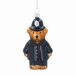 Glass Policeman Teddy Decoration