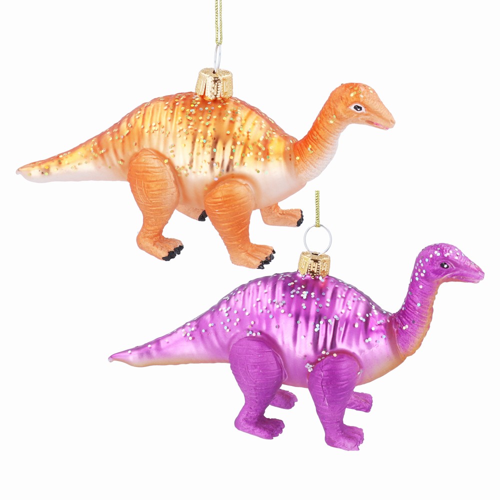 Glass Orange/Fuchsia Dinosaur Decoration
