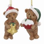 Resin Teddy in Santa Hat Decoration