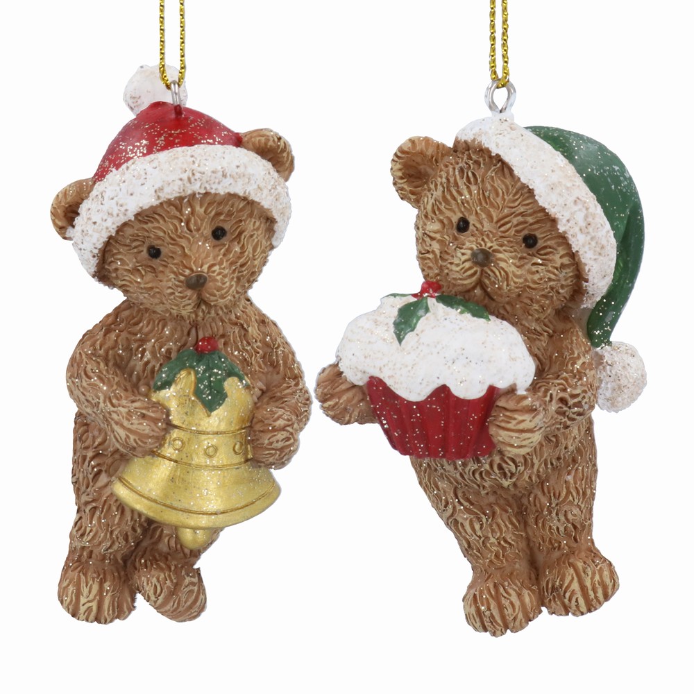 Resin Teddy in Santa Hat Decoration