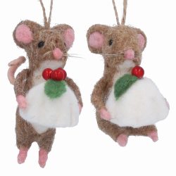 Mixed Wool Mouse with Pudding Decoration