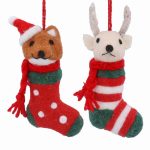 Mixed Wool Fox/Stag in Stocking Decoration
