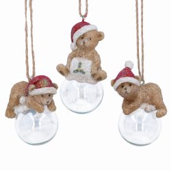 Resin Teddy on Glass Ball Decoration