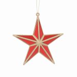 Gold Acrylic/Red MIrror 5-Point Star Decoration