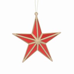 Gold Acrylic/Red MIrror 5-Point Star Decoration