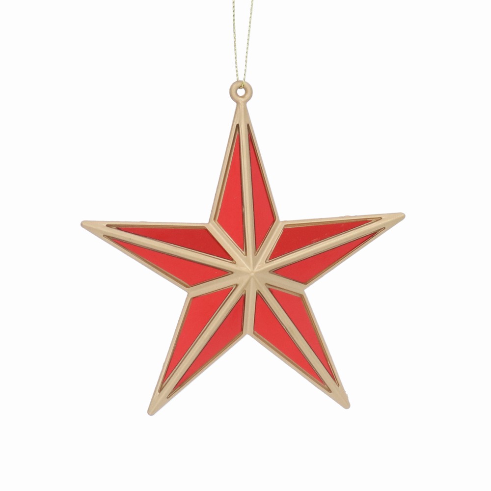 Gold Acrylic/Red MIrror 5-Point Star Decoration