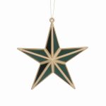 Gold Acrylic Green/Mirror 5-Point Star Decoration