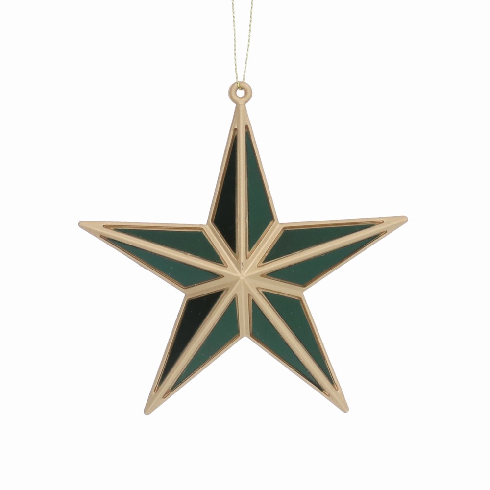 Gold Acrylic Green/Mirror 5-Point Star Decoration
