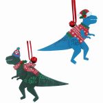 Jolly T-Rex Wooden Decorations