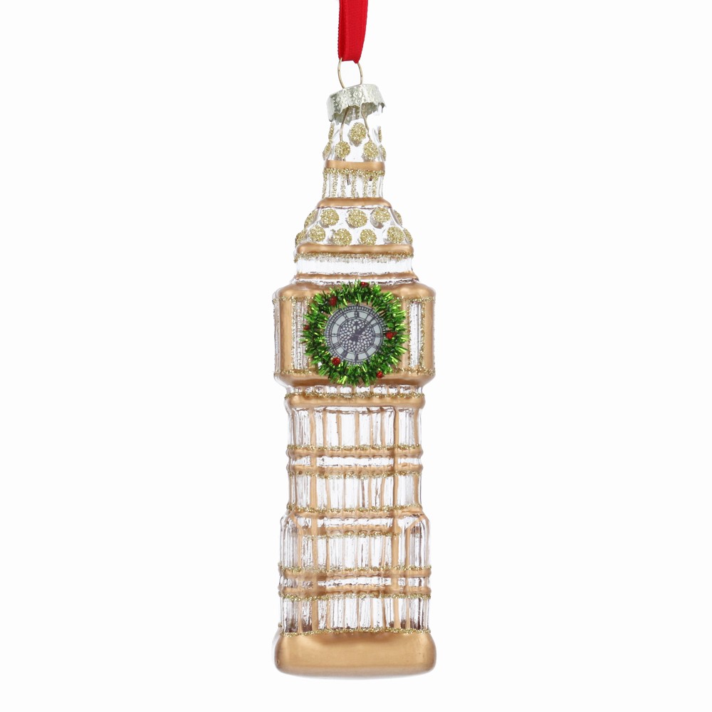 Gold/Clear Glass Big Ben Decoration