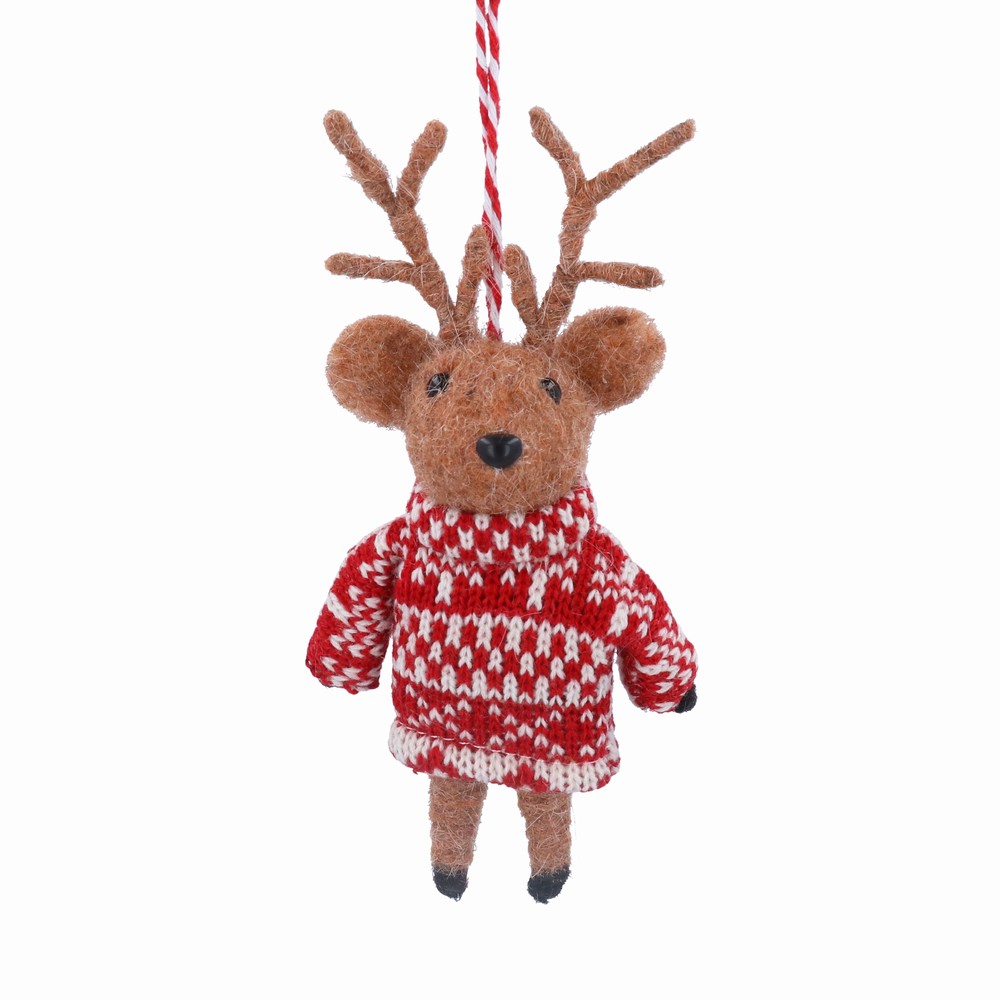 Mixed Wool Reindeer Decoration