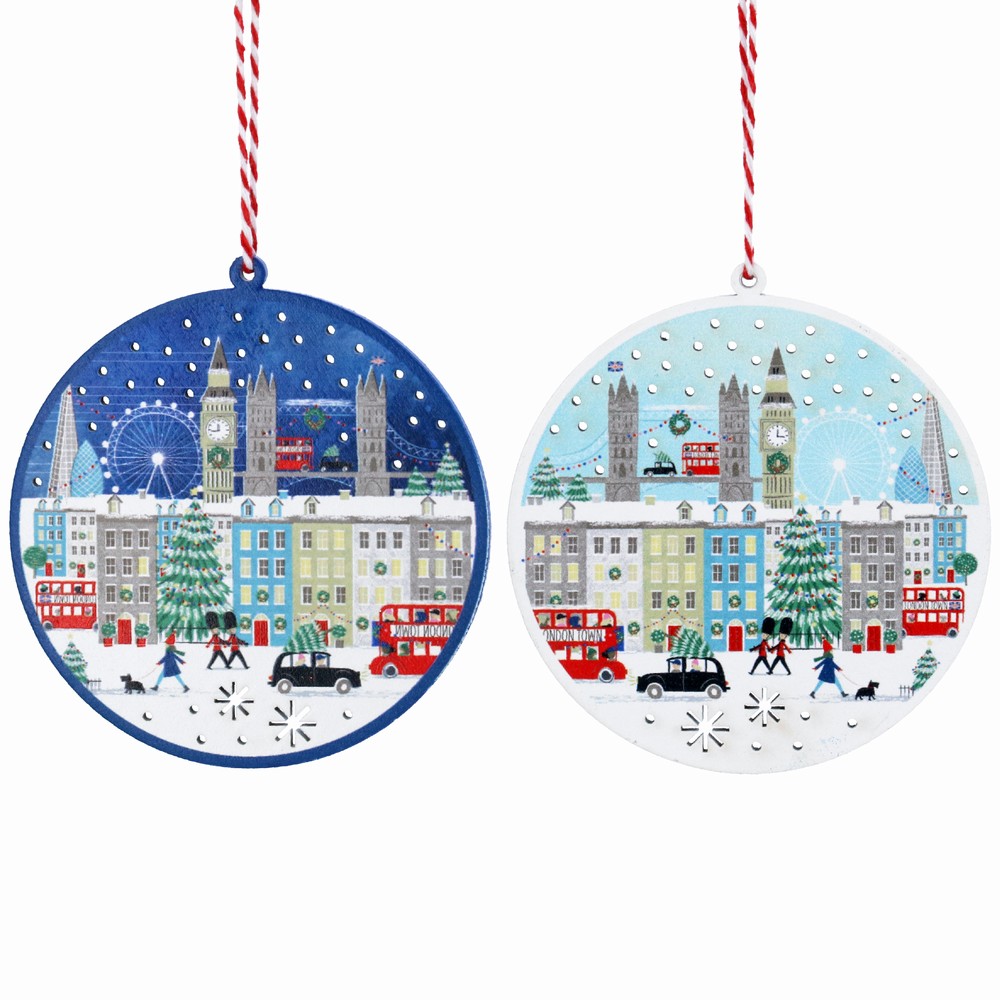 London Scene Wooden Disc Decorations