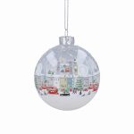 London Scene White Glass Bauble
