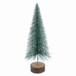 Snowy Green Tree on Log Ornament