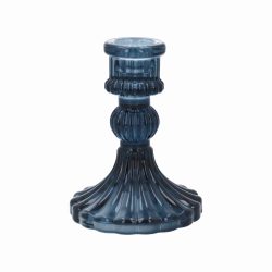 Navy Glass Classic Candlestick