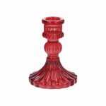 Red Pressed Glass Candlestick