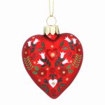 Matt Red Alpine Glass Heart Decoration
