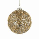 Two-Tone Gold Glittered Glass Ball