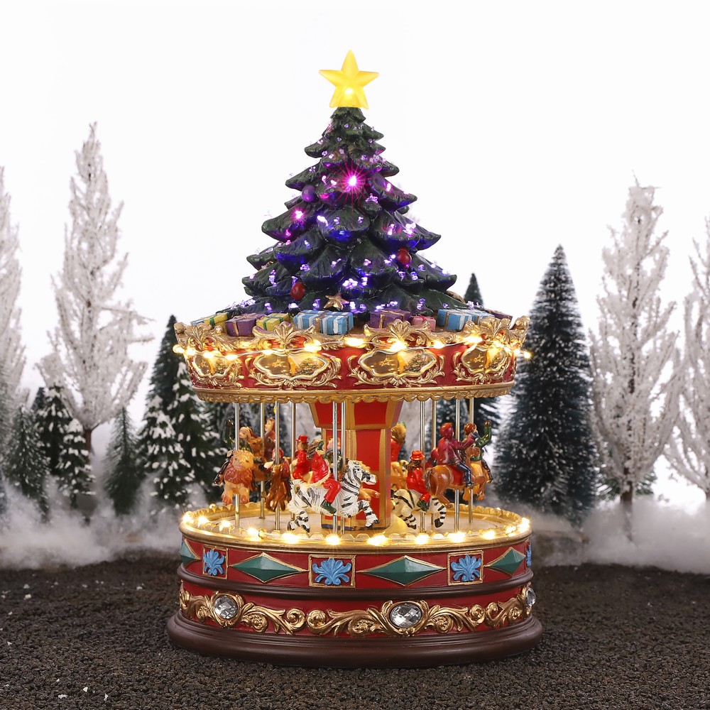 Carousel with Christmas Tree Top