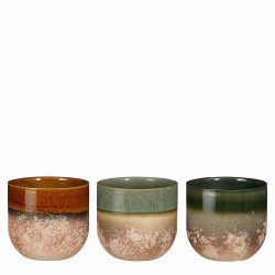 Nora Pot Round Dark Green Ochre Assorted