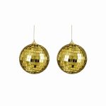 Ornament Mirror Ball – Gold (2 Pieces)