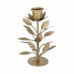 Antique Gold Leaves Candlestick