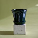 Copenhagen Pot and Saucer, Petroleum Blue