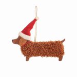 Festive Daschund Hanging Christmas Tree Decoration