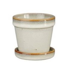 Clint pot with saucer off white