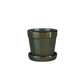 Clint pot with saucer green