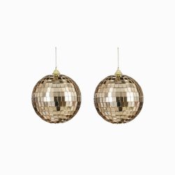 Ornament mirror ball champagne 2 pcs