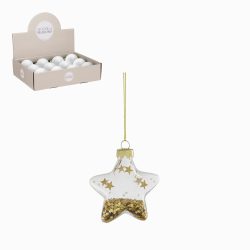 Ornament star glass gold 12 pcs