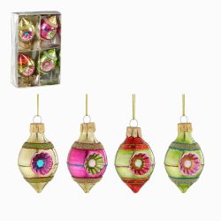 Ornament drop glass 4 pcs