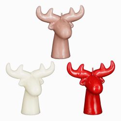 Candle moose red pink white H14.5CM