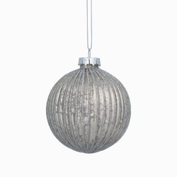 Silver Ribbed Glass Ball