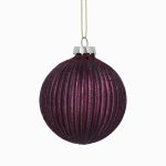 Aubergine Ribbed Glass Ball