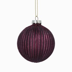 Aubergine Ribbed Glass Ball