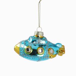 Blue/Gold Glass Submarine