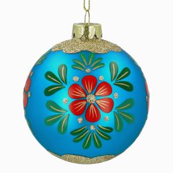 Blue/Gold Floral Glass Ball