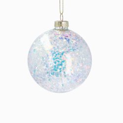 Clear Glass Ball w Iridescent Confetti